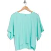 Dkny Boxy Short Sleeve Linen Blend Top In Seafoam