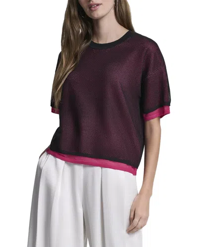 Dkny Boxy Two Layer Sweater In Burgundy