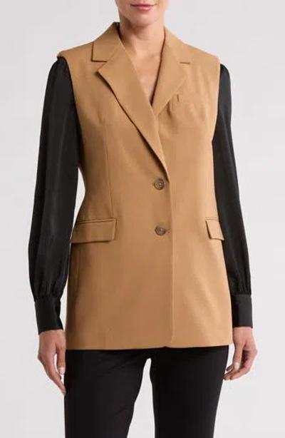 Dkny Boyfriend Sleeveless Vest Jacket In Truffle