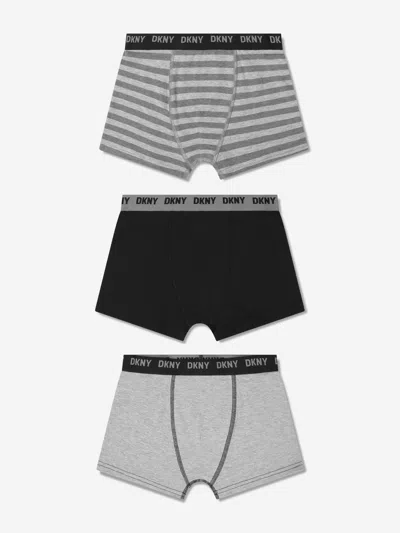 Dkny Kids' Logo-waistband Boxers (pack Of Three) In Grey