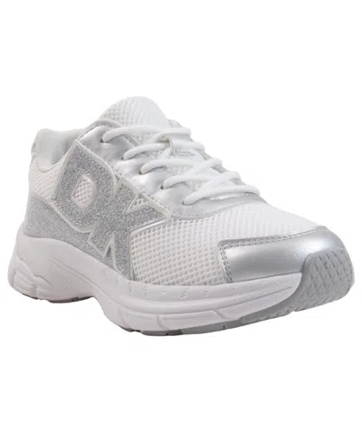 Dkny Kids' Boys' And Girls' Glittery Low-top Nur Tristan Lace-up Sneakers In White