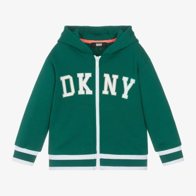 Dkny Kids'  Boys Green Cotton Varsity Zip-up Hoodie