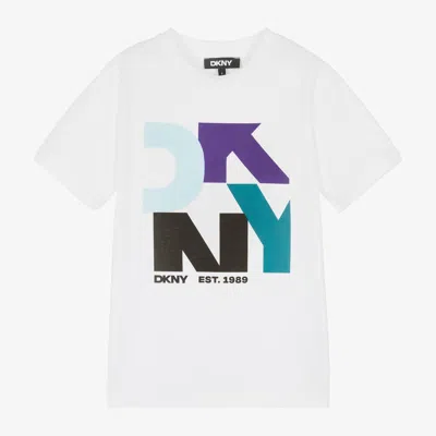 Dkny Kids' Logo-print Cotton T-shirt In White