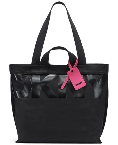 Dkny Brady Extra Large Double Handle Tote Bag In Black,hot Pink