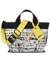 Dkny Brady Medium Logo Graffiti Crossbody Bag In Black,daffodil