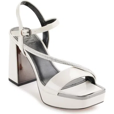 Dkny Briela Ankle Strap Platform Sandal In White