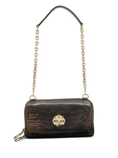 Pre-owned Dkny Chain Shoulder Bag In Brown