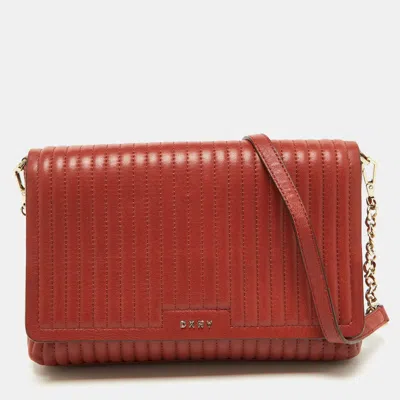 Pre-owned Dkny Brown Brique Quilted Leather Gansevoort Flap Shoulder Bag
