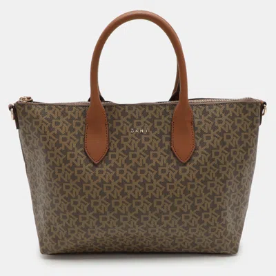 Dkny Brown Coated Canvas Totes Bag