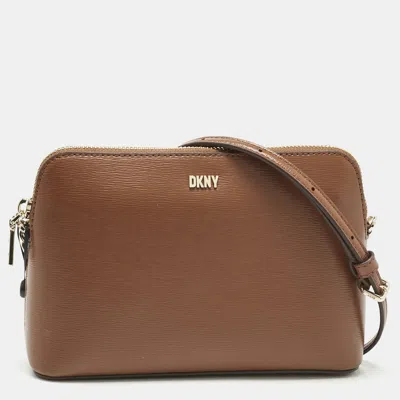 Pre-owned Dkny Brown Leather Bryant Dome Crossbody Bag