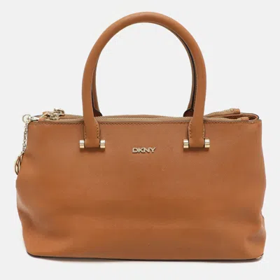 Pre-owned Dkny Brown Leather Bryant Park Satchel