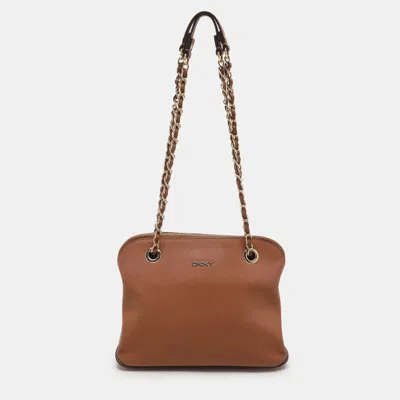 Dkny Brown Leather Bryant Park Shoulder Bags