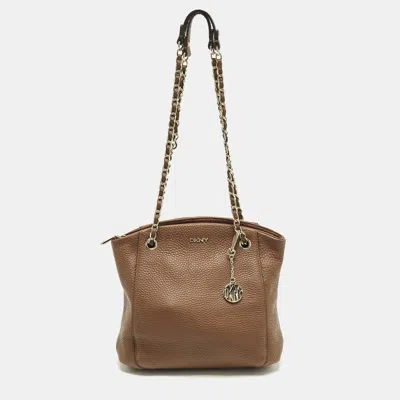Pre-owned Dkny Brown Leather Chain Shoulder Bag
