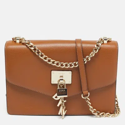 Pre-owned Dkny Brown Leather Elissa Flap Shoulder Bag