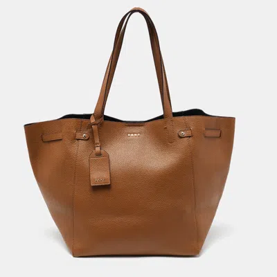 Pre-owned Dkny Brown Leather Shopper Tote
