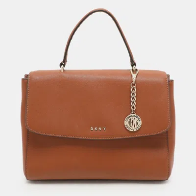 Pre-owned Dkny Brown Leather Top Handle Bag