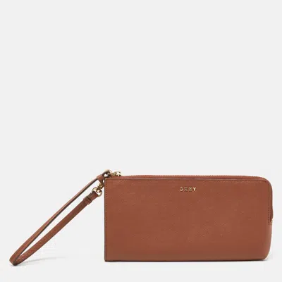 Dkny Brown Leather Wristlet Wallet