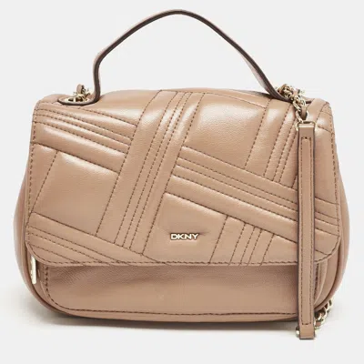 Pre-owned Dkny Brown Quilted Leather Allen Crossbody Bag