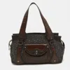 DKNY DKNY /BROWN SIGNATURE CANVAS AND LEATHER SATCHEL