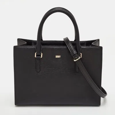 Pre-owned Dkny Bryant Black Leather Shopper Tote