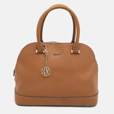 Pre-owned Dkny Bryant Brown Leather Satchel