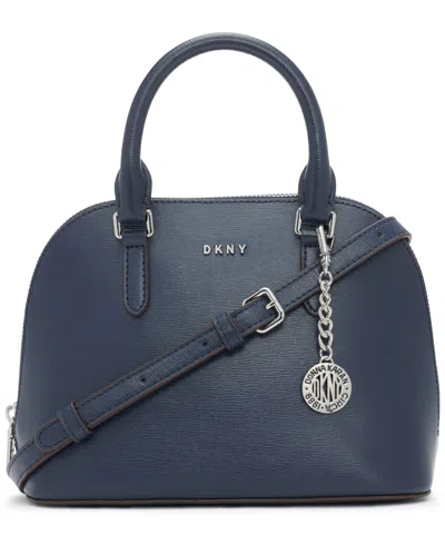 Dkny Bryant Dome Small Satchel Bag In Indigo,silver