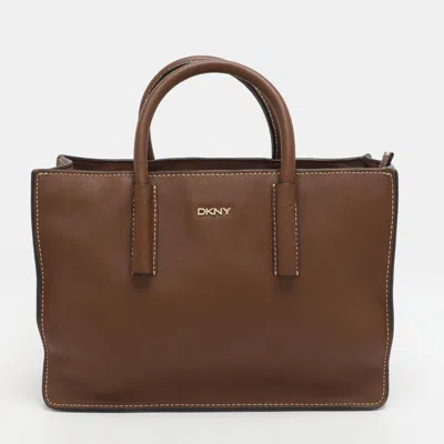 Pre-owned Dkny Bryant Park Brown Leather Tote