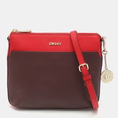 Pre-owned Dkny Bryant Park Burgundy/red Leather Crossbody Bag