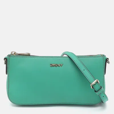Pre-owned Dkny Bryant Park Green Leather Crossbody Bag