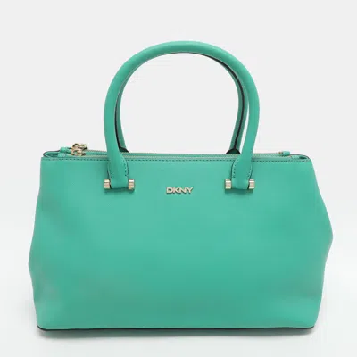 Pre-owned Dkny Bryant Park Green Saffiano Leather Tote