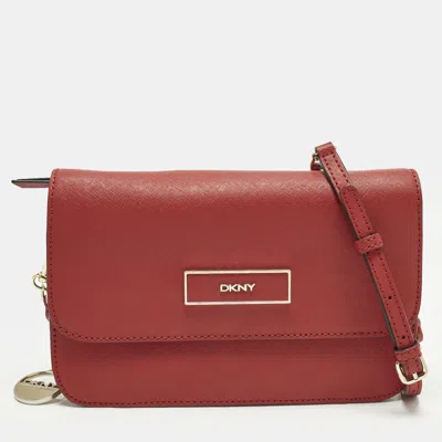 Pre-owned Dkny Bryant Park Red Leather Flap Crossbody Bag