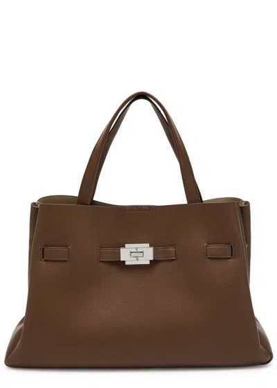 Dkny Bryar Large Grained Leather Top Handle Bag In Brown