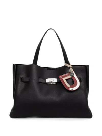 Dkny Bryar Logo-charm Pebbled-texture Tote Bag In Black