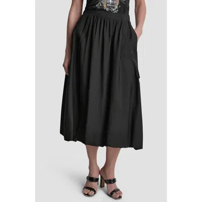 Dkny Bubble Cargo Pull On Midi Skirt In Black