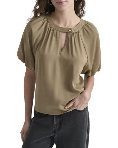Dkny Bubble Sleeve Slub Top In Brown
