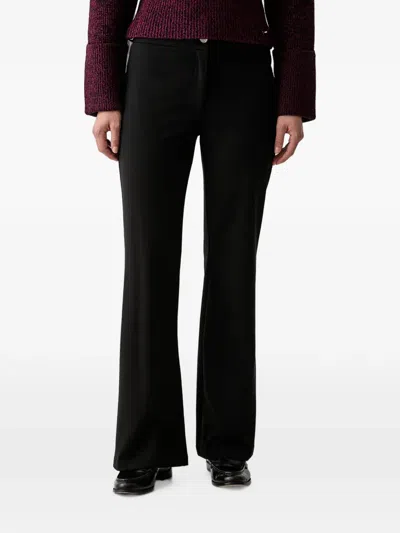 Dkny Buckle-detail Flared Trousers In Black