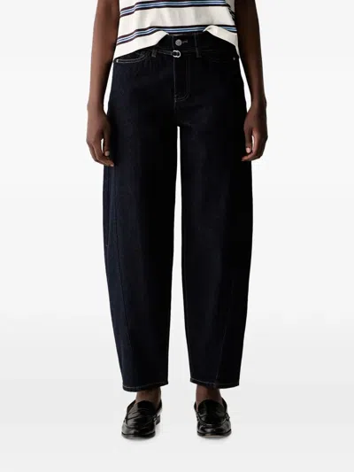 Dkny Buckle-detail Tapered-leg Jeans In Blue