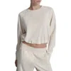 Dkny Bungee Hem Crewneck Crop Sweatshirt In White