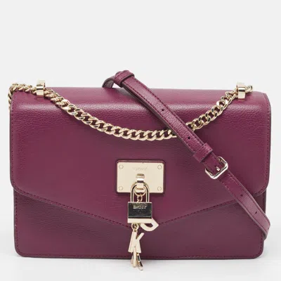 Pre-owned Dkny Burgundy Leather Elissa Flap Shoulder Bag