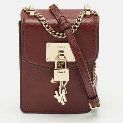 Pre-owned Dkny Burgundy Leather Elissa North South Crossbody Bag