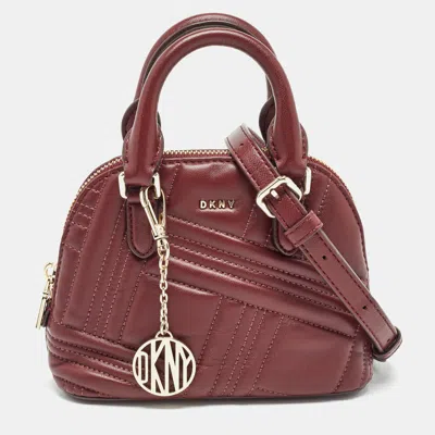 Pre-owned Dkny Burgundy Quilted Leather Mini Allen Satchel