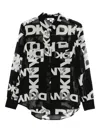Dkny Button-down Logo-print Shirt In Black