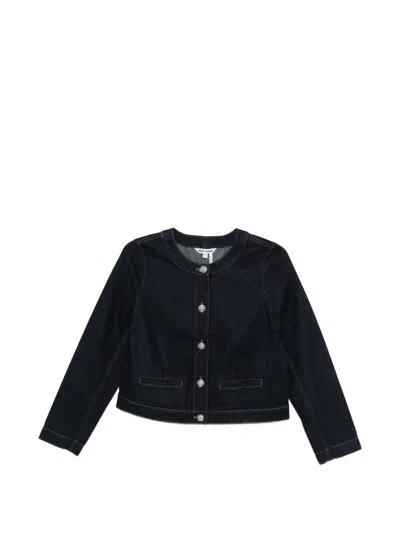 Dkny Button-embellished Denim Jacket In Blue