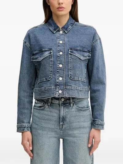 Dkny Button Flap-pocket Jacket In Blue