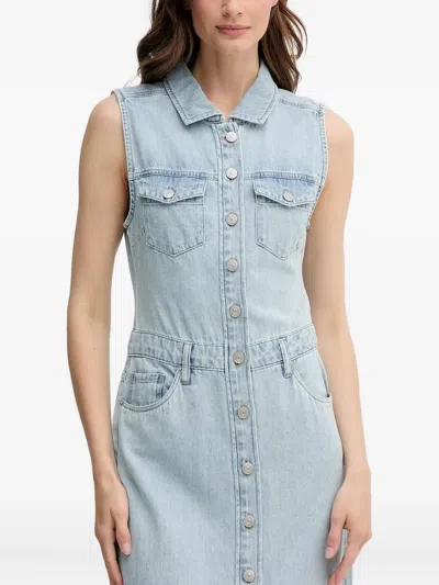 Dkny Button-front Denim Dress In Blue