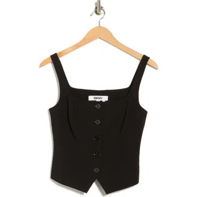 Dkny Button Front Vest In Black