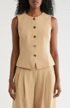 Dkny Button Front Vest In Neutral