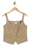 Dkny Button Front Vest In Brown