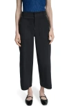 Dkny Button Pocket Crop Wide Leg Pants In Black
