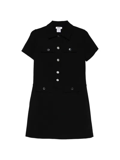Dkny Button Pocket Mini Dress In Black